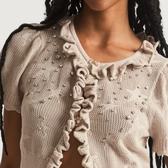 Love shack fancy rizina crop cardigan anchor - Picture 3 of 7